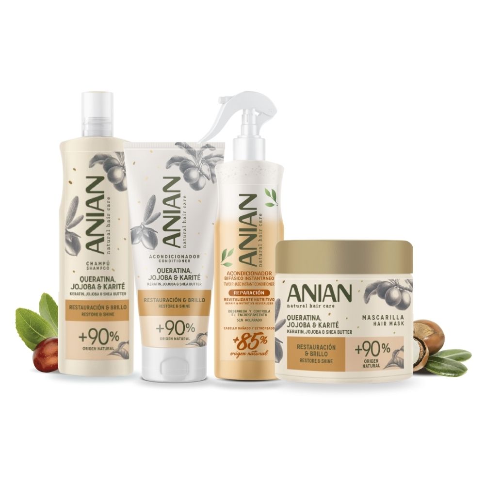  Set de Restauración Champú más Acondicionador más Mascarilla más Acondicionador bifásico Anian P511394 
