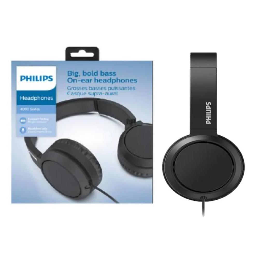 Audífonos on ear Philips con cable y micrófono TAH4105BK/00