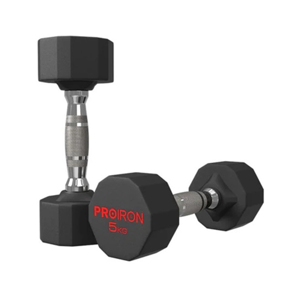 Mancuernas Dodecagonales de Caucho PROIRON (Par) 5kg. PRKRD05K