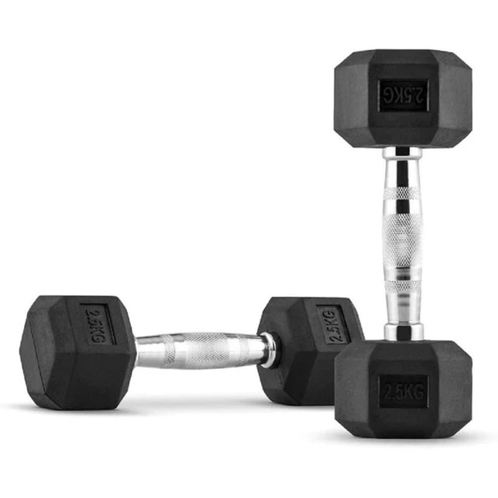 Mancuernas Hexagonales de Caucho PROIRON Par 5 kg. 9RGLHRD05