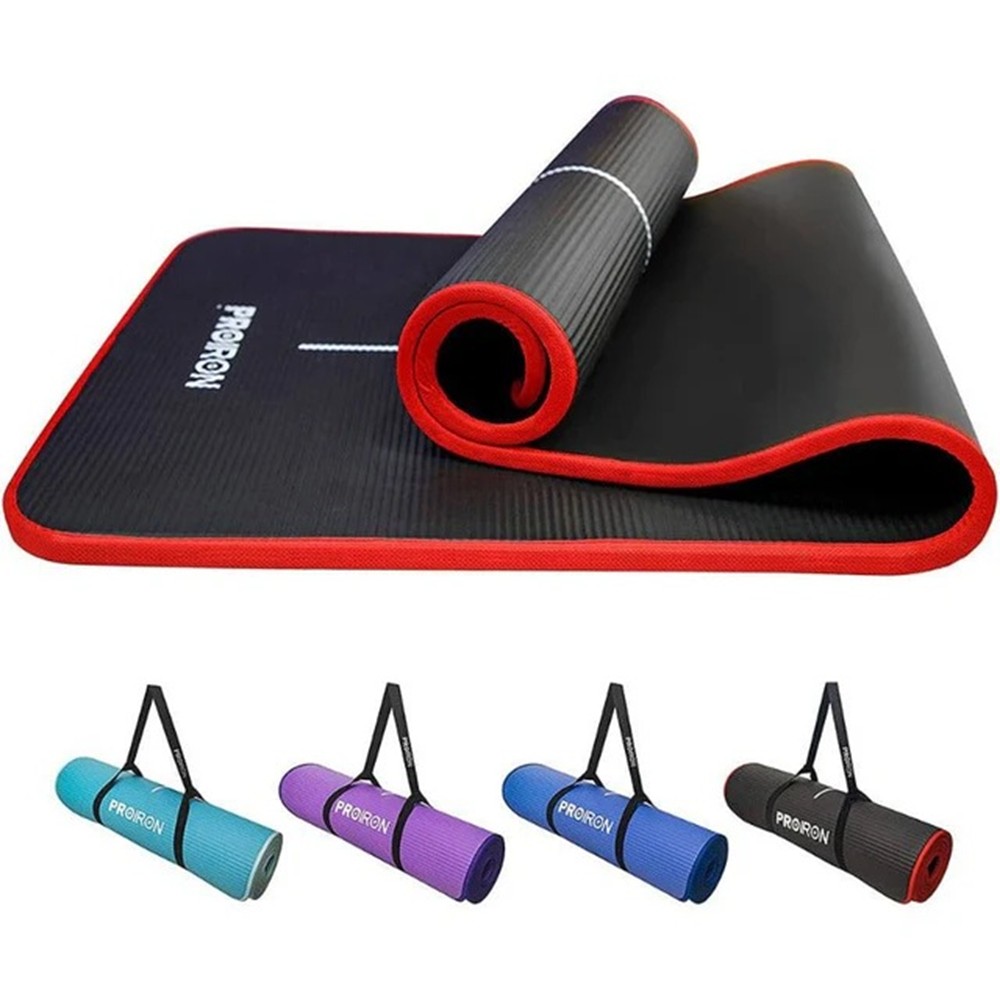 Mat de Yoga PROIRON de 10mm Negro y Rojo PRO-DZ02-20