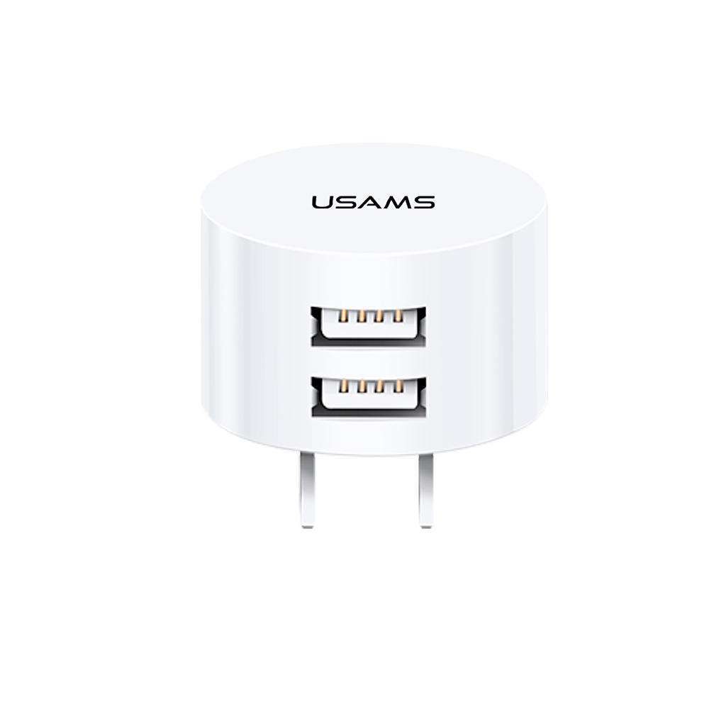Cargador Celular Pared USB dual 2.1A Blanco USAMS 6958444970028