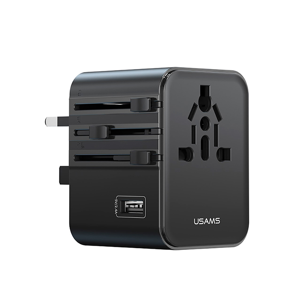 Cargador de viaje 17w 4en1 Type-C Dual + USB USAMS Negro 6958444994123