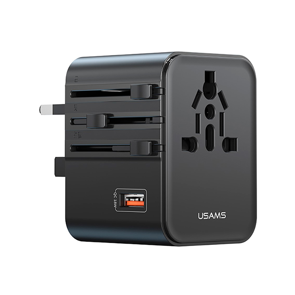 Cargador de viaje 25w 4en1 Type-C + USB USAMS Negro 6958444994130