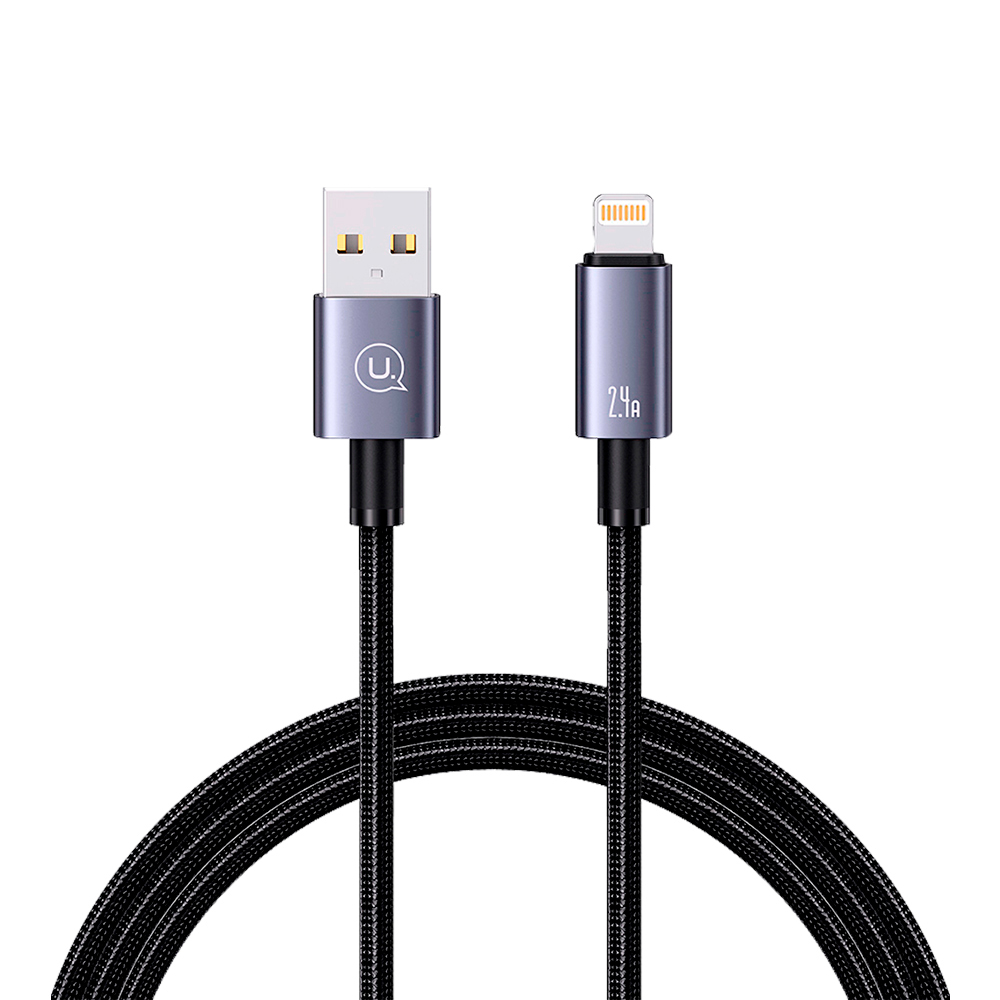 Cable celular carga rápida USB a iPhone 2.4A 2m Negro USAMS 6958444908601