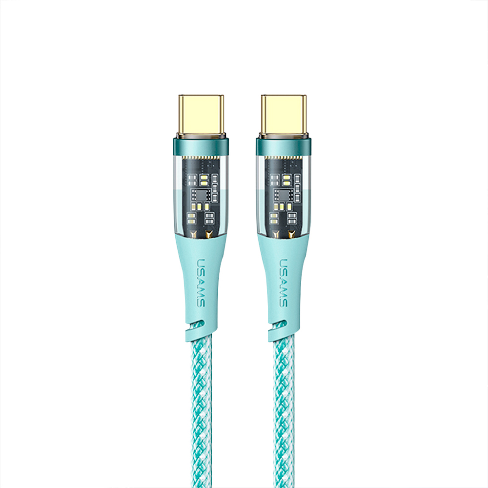 Cable celular rápido USAMS Type-C a Type-C 100W 1.2m Menta 6958444995533