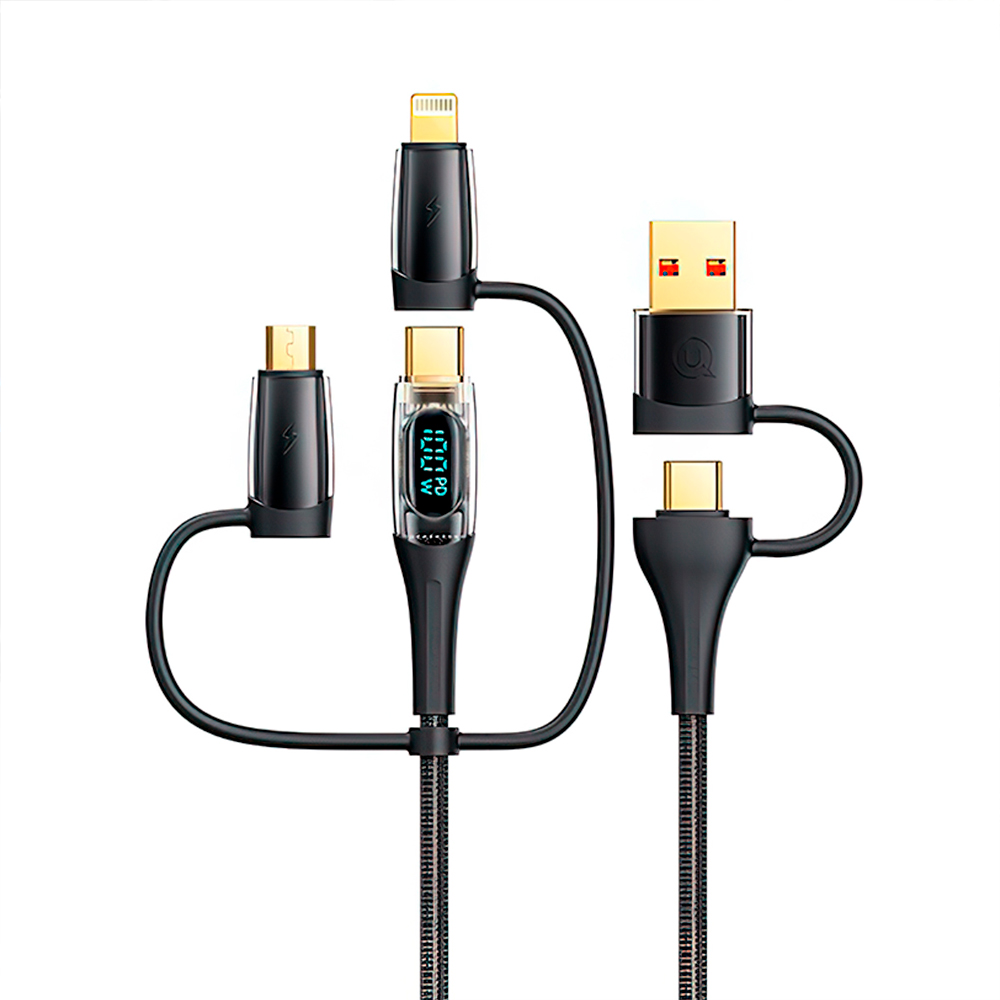 Cable celular carga rápida 6en1 A+C a C+L+M 100W 1.2m Negro USAMS 6958444905143