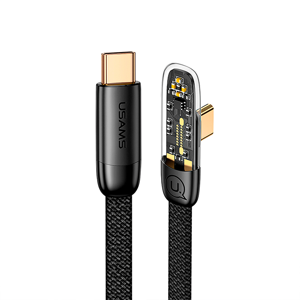 Cable celular rápido USAMS Type-C a Type-C PD100w 1.2m Negro 6958444902371